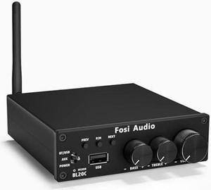 Fosi Audio BL20C Bluetooth 5.0 Stereo Audio Receiver Amplifier 320 Watts 2.1 CH Mini Hi-Fi Class D TDA7498E Integrated Amp U-Disk Player for Home Passive Speakers Powered Subwoofer(with Power Supply)