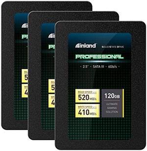 Inland Professional 3 Pack 120GB SSD 3D TLC NAND SATA III 6GB/s 2.5" Internal Solid State Drive (3x120GB)