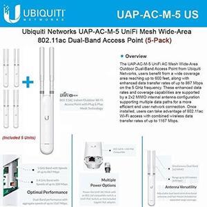 Ubiquiti Networks UAP-AC-M-5 UniFi Mesh Wide-Area 802.11ac Dual-Band Access Point (5-Pack).
