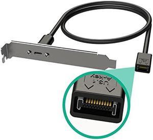 LINKUP - USB 3.2 Gen 2x2 20Gbps USB-C Type Internal Panel Cable Mount Motherboard Header Extension Adapter|20-Pin A-Key Male with Cover to USB-C Female Connector with PCI Bracket - 100cm