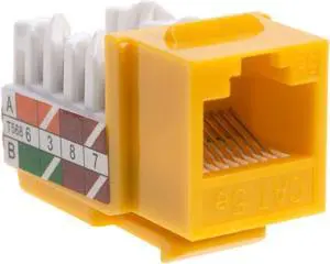 Cat5e Ethernet RJ-45 Keystone Jack Cat5 Punch-Down Network 45 Degree Yellow Pack of 50