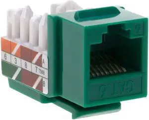 cctv_4less Cat6 45deg Angled Keystone Ethernet Wall Jack Punch Down UTP 45-Degree (Easier Termination Than 90-Degree), RJ45 Slim Profile Speed Termination Green Pack of 50