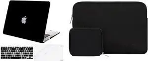 MOSISO Plastic Hard Shell Case & Water Repellent Neoprene Sleeve Bag Compatible with MacBook Air 13 inch (Models: A1369 & A1466, Older Version 2010-2017 Release), Black
