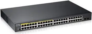 ZYXEL 50-Port PoE Switch Gigabit Ethernet Smart (GS1900-48HPV2) - Managed, with 24x PoE+ @ 170W, 2X SFP, Rackmount, Limited Lifetime Protection