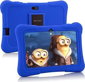 PRITOM 7 inch Kids Tablet with Case, Quad Core Tablet Android 13, 32 GB ROM, WiFi, Bluetooth, Dual Camera, Educationl, Games, Parental Control, Kids Software Pre-Installed