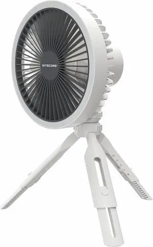 Nitecore NEF10 Multifunctional Portable Electric Fan with LED Ring Light, Flexible Ball Head Tripod, Brushless Motor 10000mAh Battery (White)