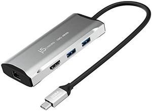 j5create USB C Hub - 4K 60Hz HDMI, 2 USB-A 10Gbps, USB-C 10Gbps with PD 100W, Ethernet, | Multiport Adapter for MacBook, ChromeBook, XPS, Surface Pro (JCD392)