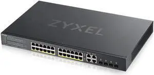 Zyxel 24-Port Gigabit Ethernet PoE+ Switch | Smart Managed | 375 Watt Budget | 4x Gigabit Combo Ports | Hybrid Cloud Mode [GS1920-24HPv2]