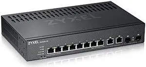 Zyxel 8-Port Gigabit Ethernet Layer 2 Managed Switch - Fanless Design with 2 Gigabit Combo Ports and Hybrid Cloud Mode [GS2220-10]