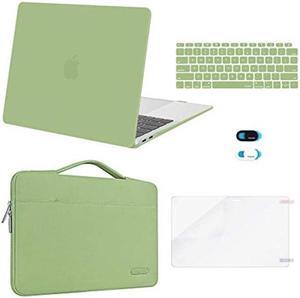 MOSISO Compatible with MacBook Air 13 inch Case 2022 2021 2020 2019 2018 Release A2337 M1 A2179 A1932 Retina Display, Plastic Hard Shell&Bag&Keyboard Skin&Webcam Cover&Screen Protector, Avocado Green
