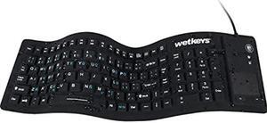 WetKeys "Flex Touch Full-Size Flexible Silicone Waterproof Keyboard with Touchpad and ON/Off Switch (USB) (Black) | KBWKFC103STi-BK