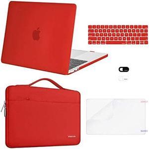 MOSISO Compatible with MacBook Pro 13 inch Case M2 2024, 2023, 2022-2016 A2338 M1 A2251 A2289 A2159 A1989 A1708 A1706, Plastic Hard Case&Bag&Keyboard Skin&Webcam Cover&Screen Protector, Red