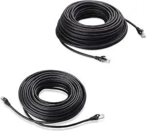 Cable Matters Snagless Long Cat6 Ethernet Cable (Cat6 Cable, Cat 6 Cable) in Black 75 ft & Long Cat6A (SSTP, SFTP) Shielded Ethernet Cable