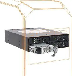 ICY DOCK Rugged 4 x 2.5 SAS/SATA HDD/SSD Mobile Rack Enclosure for 5.25" Bay | ToughArmor MB994SP-4S