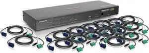 IOGEAR 16-Port USB PS/2 Combo KVM Switch w/Full Set of Cables, (GCS1716KITU),Black