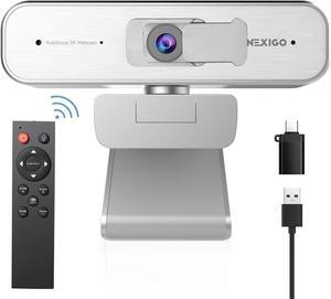 NexiGo Zoom Certified, N940P 2K Zoomable Webcam with Remote and Software Controls | Sony Starvis Sensor | 1080P@ 60FPS | 3X Zoom in | Dual Stereo Microphone, for Zoom/Skype/Teams/Webex (Silver)