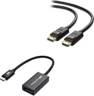 Cable Matters 8K DisplayPort to DisplayPort Cable (DisplayPort 1.4 Cable) with 8K 60Hz Video Resolution and HDR Support - 3 Feet & USB C to DisplayPort Adapter