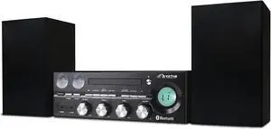 Victor VDTS-4400 Milwaukee 50 Watt Desktop Bluetooth Stereo System with CD/MP3 Player, FM Radio, Functioning VU Meters, and Detached Stereo Speakers  Perfect for Home or Office Audio