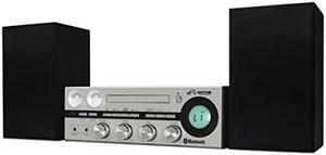 VICTOR Milwaukee 50 Watt Desktop Bluetooth Stereo System with CD/MP3 Player, FM Radio, Functioning VU Meters, and Detached Stereo Speakers, Silver