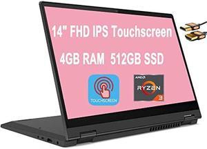 Lenovo Flex 5 2 in 1 Convertible Laptop 14" FHD IPS Touchscreen AMD Quad-Core Ryzen 3 4300U (Beats i5-10210U) 4GB DDR4 512GB SSD Dolby Audio Webcam Win 10 + HDMI Cable