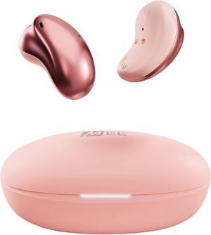 MEE audio Pebbles True Wireless Earbuds - Bluetooth 5.3 Low Profile in Ear Lightweight Headphones with Headset Microphone & Call Noise Reduction for Gym/Workouts/Sports and Gaming, Rose Gold