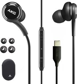 Original Samsung AKG Earbuds USB Type C in-Ear Earbud Headphones with Remote & Mic for Galaxy A53 5G, S22, S21 FE, S20 Ultra, Note 10, S10 Plus - Braided - Includes Rubber Pouch (AKG + Black Pouch)
