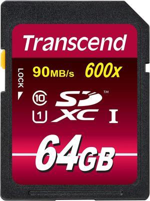 Transcend 64GB SDXC Class 10 UHS-1 Flash Memory Card Up to 90MB/s (TS64GSDXC10U1)
