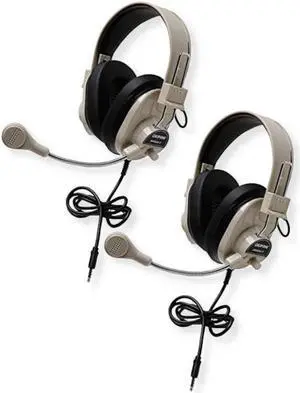 Califone 3066AVT Deluxe Multimedia Stereo Headset with to Go Plug, Rugged ABS Plastic Headstrap with Comfort Sling, Fully Adjustable Headband, Pack of 2