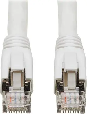 Tripp Lite Cat8 Snagless Ethernet Cable, 25G/40G Certified Network Patch Cable, 22 AWG S/FTP, PoE, White, 60 ft. (N272-060-WH)