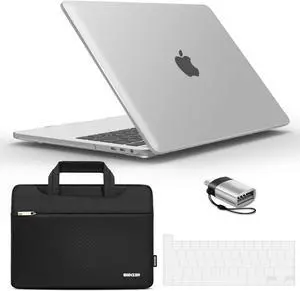 IBENZER Compatible with 2025 2024 M2 MacBook Pro 13 Inch Case 2025-2016 M1 A2338 A2289 A2251 A2159 A1989 A1706 A1708, Hard Shell Case & Sleeve & Keyboard Cover & Type C, Frost Clear,T13-CL+3