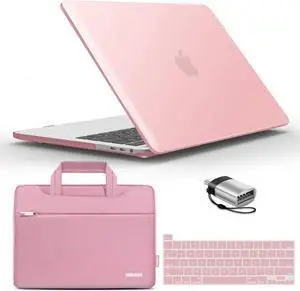IBENZER Compatible with 2025 2024 M2 MacBook Pro 13 Inch Case 2025-2016 M1 A2338 A2289 A2251 A2159 A1989 A1706 A1708, Hard Shell Case & Sleeve & Keyboard Cover & Type C, Rose Quartz,T13-RQ+3