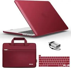 IBENZER Compatible with 2025 2024 M2 MacBook Pro 13 Inch Case 2025-2016 M1 A2338 A2289 A2251 A2159 A1989 A1706 A1708, Hard Shell Case & Sleeve & Keyboard Cover & Type C, Wine Red,T13-WR+3