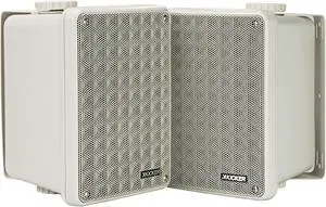 Kicker KB6B 2-Way Full Range Indoor Outdoor Speakers (Pair) Weatherproof Speakers for Patio Garage Poolside in-Home, 6.5 inch woofer, 2x5 inch Horn Tweeter Gray