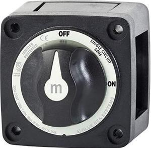 BLUE SEA SYSTEMS Mini Battery Switch, MFG# 6005200, Black, 300A cont., 500A int., 48VDC. Positions: single-circuit on-off. / BS-6006200 /