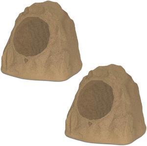 Theater Solutions 2R8S Outdoor Sandstone 8" Rock 2 Speaker Set for Deck Pool Spa Yard Garden