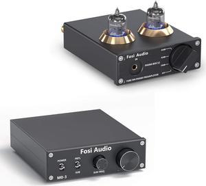 Fosi Audio M03 Subwoofer Amplifier 200 Watt Mini Mono Audio Amp and Box X2 Phono Preamp