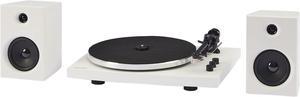 Crosley T150C-WH 2-Speed Bluetooth Turntable Record Player System with Weighted Tone Arm and Stereo Speakers, White