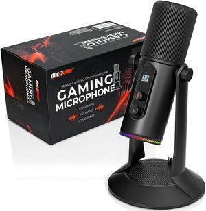 Deco Gear PC Microphone for Gaming, Streaming, Singing, Recording, and Meetings, Features RGB Lighting, Stereo, Cardioid, Omnidirectional, and Bidirectional Recording, USB Plug and Play