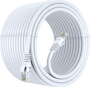 Maximm Cat 6 Ethernet Cable 150 Ft, 100% Pure Copper, Cat6 Cable LAN Cable, Internet Cable, Patch Cable and Network Cable - UTP (White) 150 Feet