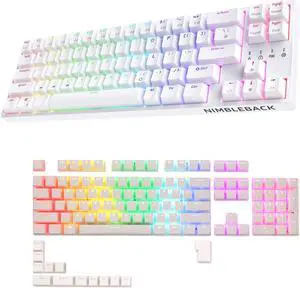 LTC NB681 Nimbleback RGB Wired 65% Hot-Swappable Mechanical Keyboard WhiteBrown Switch LavaCaps PBT Translucent OEM Profile Pudding Keycaps White Bundle