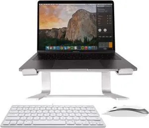 Macally Compact Wire Keyboard, an Ergonomic Laptop Stand, and a Quiet Wired Mouse, Work Efficiently While Optimizing Your Space