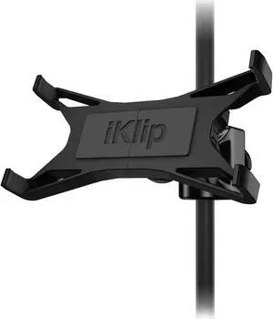 IK Multimedia iKlip Xpand Tablet Holder for mic Stands, fits iPad and Android Tablets Between 7" to 12.9" with an Adjustable 360° Swivel and Soft-Touch fit