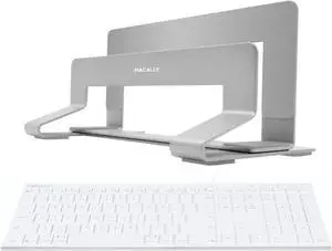 Macally Ultra Slim Wired Computer Keyboard and Vertical Laptop Stand, Declutter Your Desk, Declutter Your Mind