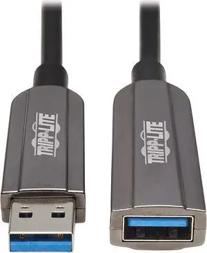 Tripp Lite USB-A 3.2 Fiber Active Optical Extension Repeater Cable (M/F), 5 Gbps, CL3-rated PVC Jacket, in-Wall Installation Rated, 49 Feet / 15 Meters, 3-Year Warranty (U330F-15M-G1)