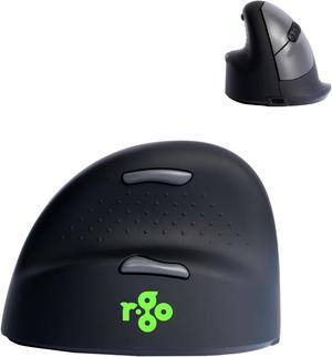 R-Go HE Vertical Ergonomic Mouse Wireless Bluetooth 5.0, Left Hand, Break Software, Prevents Tennis Elbow/Mouse Arm RSI, Rechargeable, Silent Click, 5 Buttons - Compatible Windows/Mac/Android/Linux