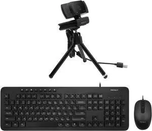 Macally Wired Keyboard & Mouse Combo and a 1080P Webcam, Seamless Conference Meetings