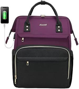 LOVEVOOK Laptop Backpack for Women Fashion Business Computer Backpacks Travel Bags Purse Doctor Nurse Work Backpack with USB Port, Fits 15.6-Inch Laptop Dark Purple-Black