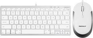 Macally Mini Wired Keyboard and a Quiet Wired Mouse, Office Essentials