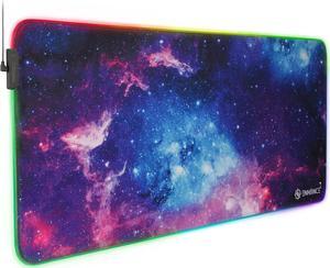 ENHANCE XXXL LED Computer Desk Mat - Illuminated 3XL Large Mouse Mat (48x24 Mouse Pad) Gaming Mouse Pad, Extended Table Desk Pad with Smooth Tracking Surface, and Non-Slip Rubber Grip - Galaxy