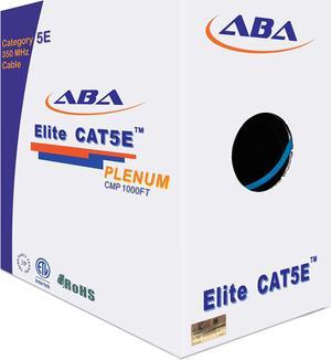 CAT5E Plenum (CMP),1000ft, UTP 24AWG, Solid Pure Copper, 350MHz, UL Certified, Bulk Ethernet Cable in Blue